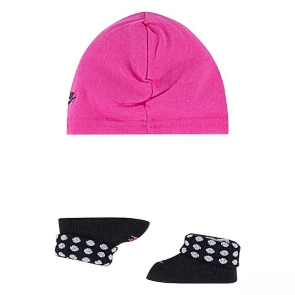 𝅺Nike Baby Girl Polka Dot Bow Hat & Bootie Socks Set - Picture 2 of 3
